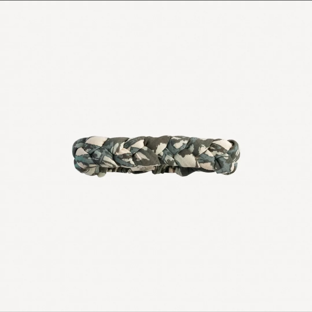 Kate Quinn skinny braided head-band/ thyme shibori